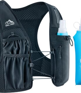 Zelvot Running Vest for Women Men, USA Original Patent, Adjustable Chest Straps Running Hydration Vest with 500ml Soft Flask, Lightweight Reflective Hydration Backpack for Marathon