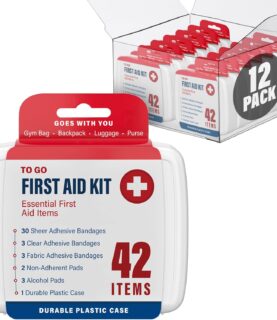DecorRack 500 Piece First Aid Kit, 12 Individual Boxes of 42 Items Each, First Aid Kit for Car, Home, School, Office, Minor Cuts, Scrapes, Travel, Sports, Field Trips or Camping (500pcs, 12 Pack)