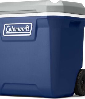 Coleman Classic Series Insulated Portable Rolling Cooler with Wheels, Leak-Resistant Outdoor Hard Cooler Keeps Ice up to 5 Days, 65-Quart